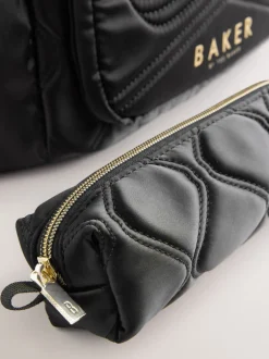 Tassen*Baker by Ted Baker gewatteerde zwarte rugzak met strik en etui voor meisjes, voor de Back to School collectie