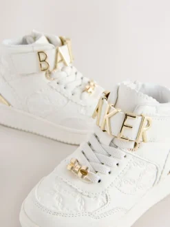Sneakers*Baker by Ted Baker Girls White Charm Hi-Top Trainers
