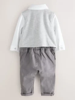 Rompertjes En Tuinbroeken|Baker by Ted Baker Grey Smart Bow Tie Rompersuit