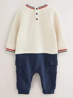 Rompertjes En Tuinbroeken|Baker by Ted Baker kiezelkleurig marineblauw en rood varsity-rompertje