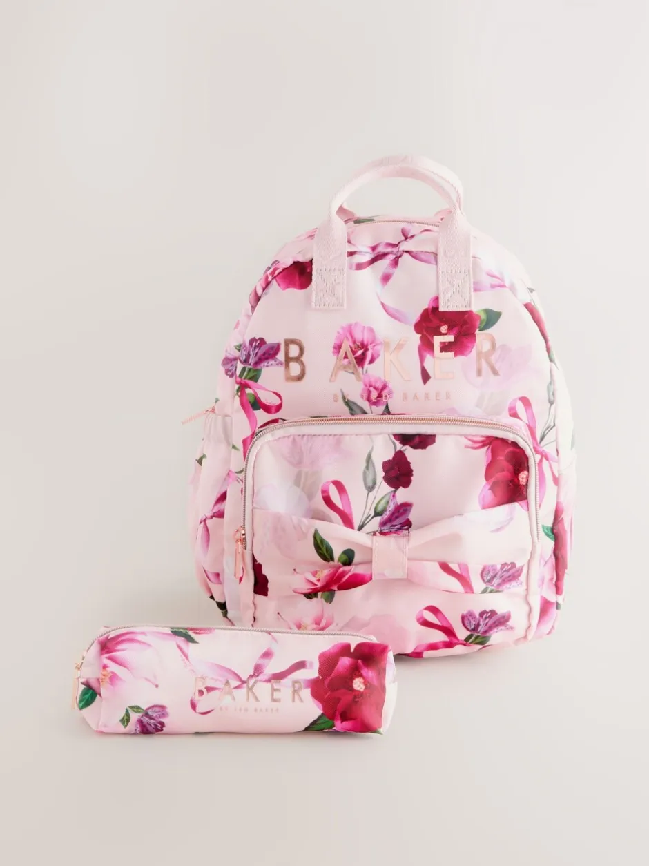Tassen*Baker by Ted Baker meisjes roze terug naar school rugzak met bloemenprint en strik