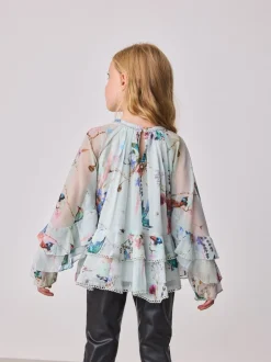 Overhemden En Blouses|Baker by Ted Baker Mint Green All Over Printed Chiffon Blouse