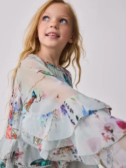 Overhemden En Blouses|Baker by Ted Baker Mint Green All Over Printed Chiffon Blouse