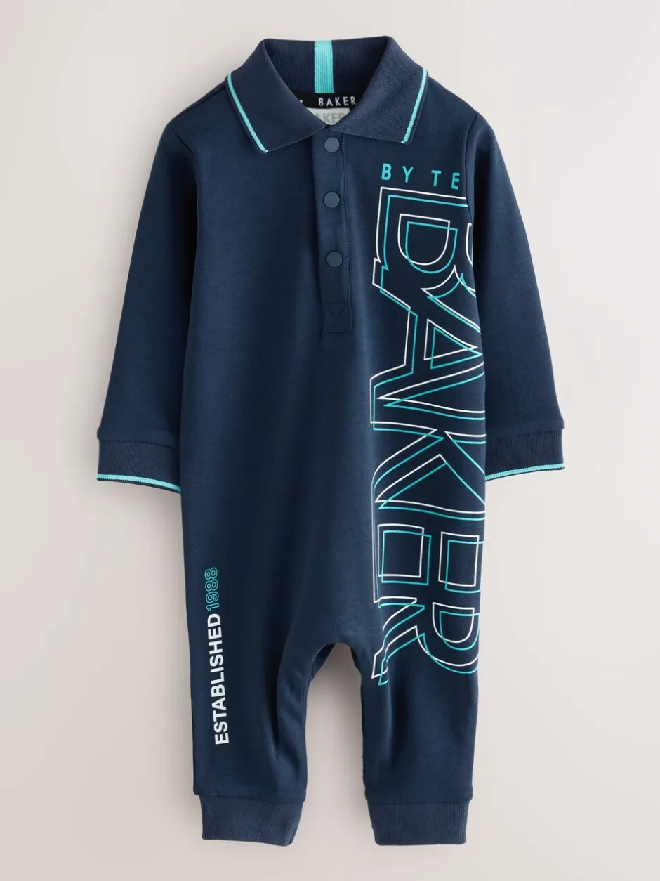 Rompertjes En Tuinbroeken*Baker by Ted Baker Navy Long Sleeve Graphic Romper