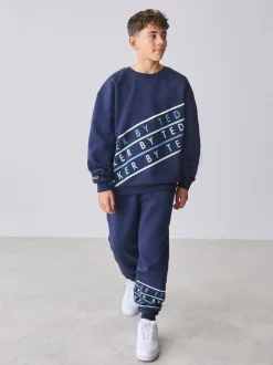 Joggingbroeken|Baker by Ted Baker Oversized Navy Graphic Sweatshirt and Joggers Set