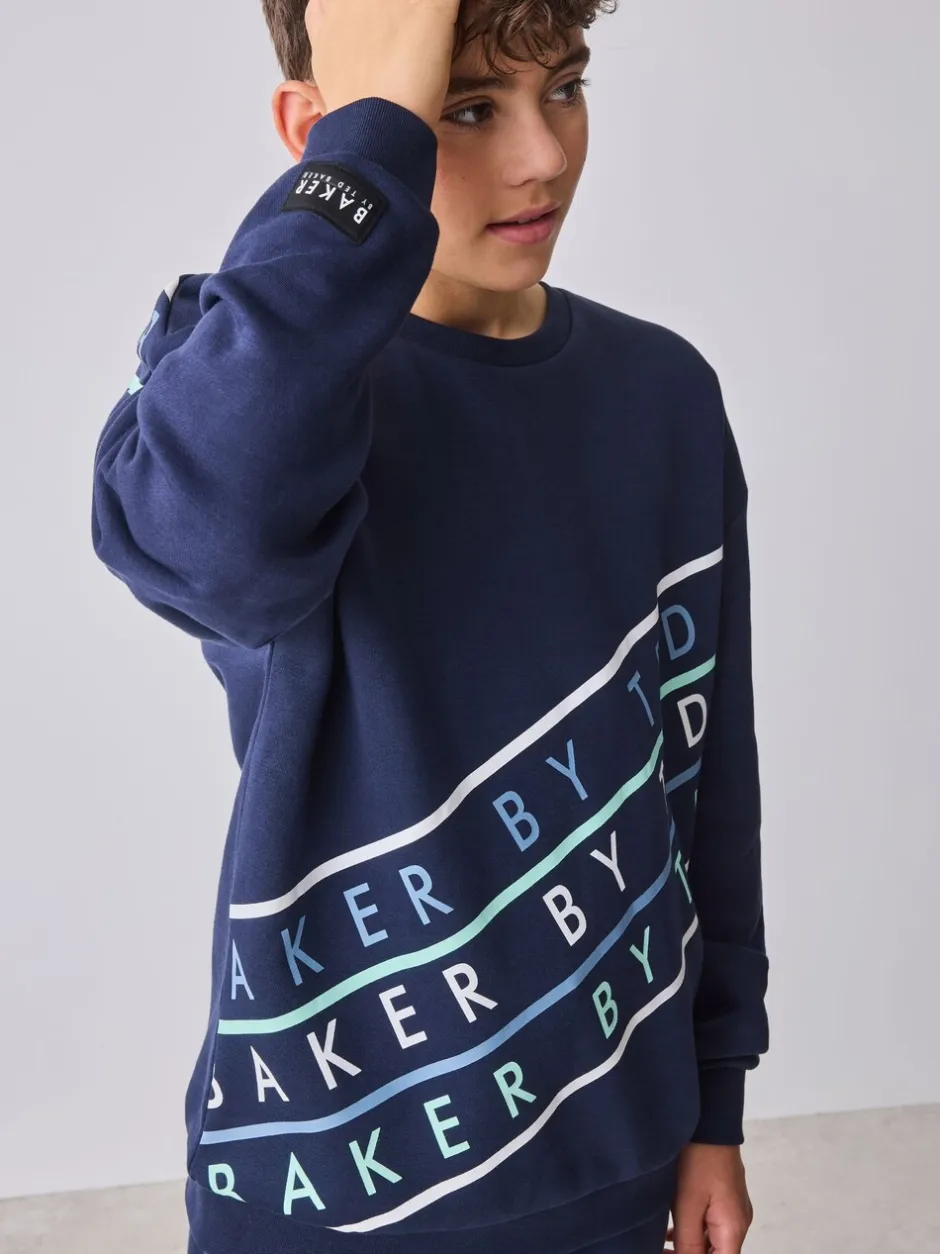 Joggingbroeken|Baker by Ted Baker Oversized Navy Graphic Sweatshirt and Joggers Set