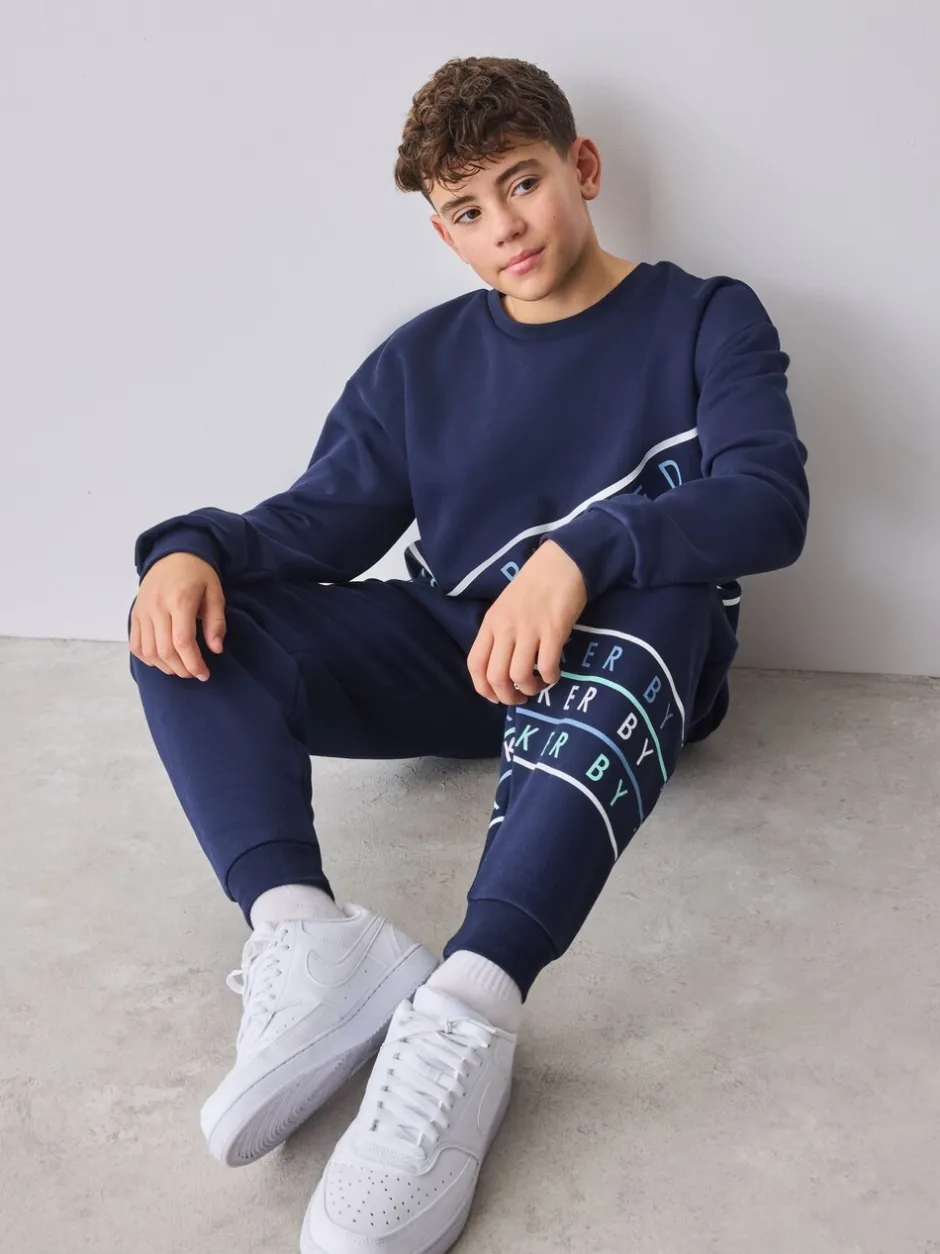 Joggingbroeken|Baker by Ted Baker Oversized Navy Graphic Sweatshirt and Joggers Set