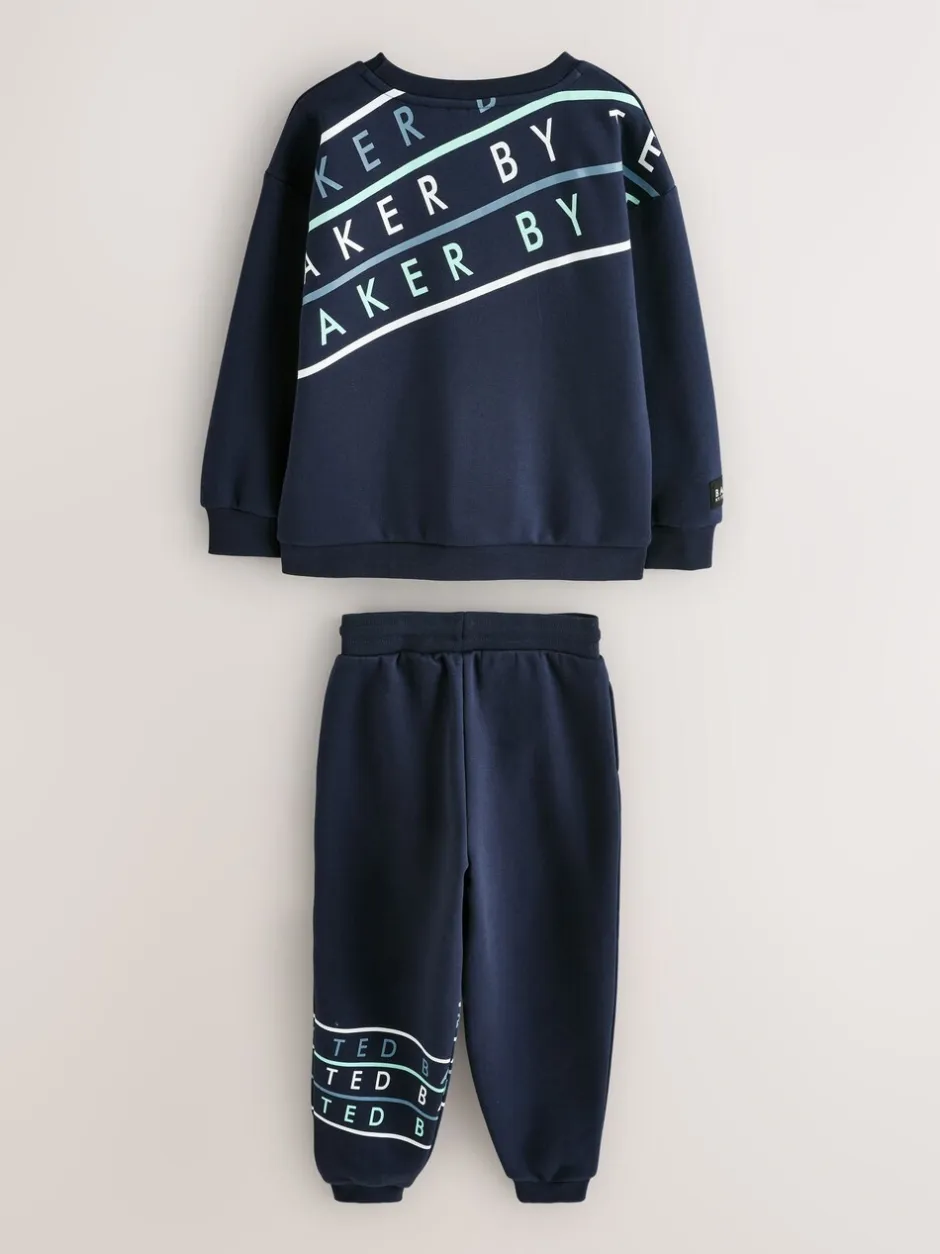 Joggingbroeken|Baker by Ted Baker Oversized Navy Graphic Sweatshirt and Joggers Set