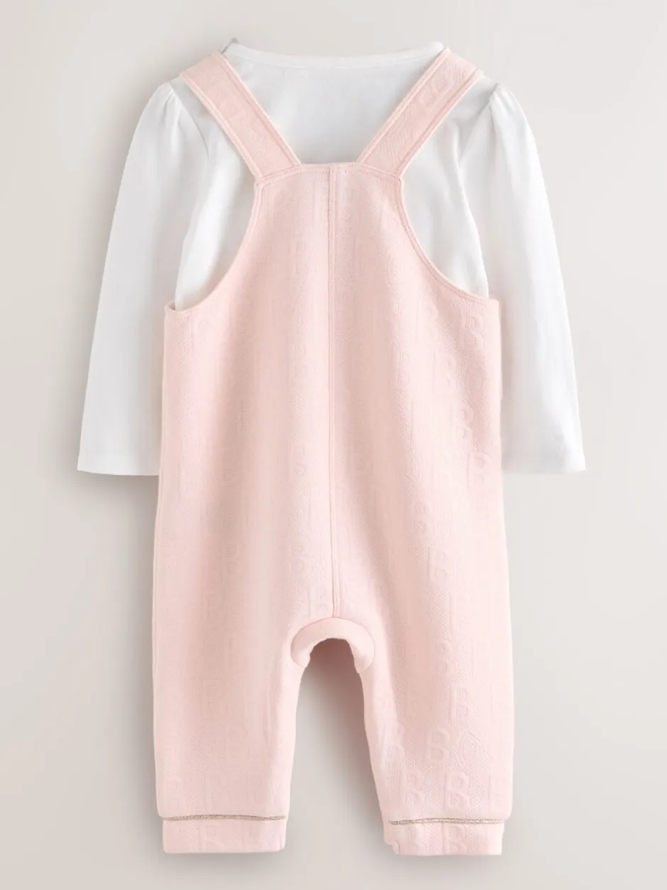 Jumpsuits En Playsuits|Baker by Ted Baker Pink Jacquard Bow Dungarees & T-Shirt Set