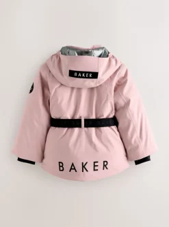 Jassen En Jacks*Baker by Ted Baker Pink Waterproof Belted Padded Ski Jacket