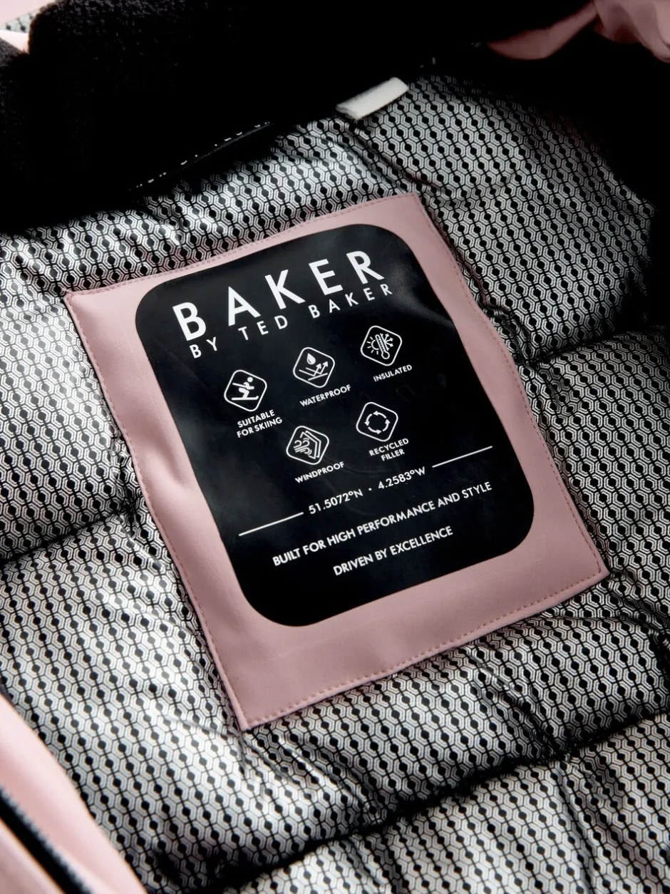 Jassen En Jacks*Baker by Ted Baker Pink Waterproof Belted Padded Ski Jacket