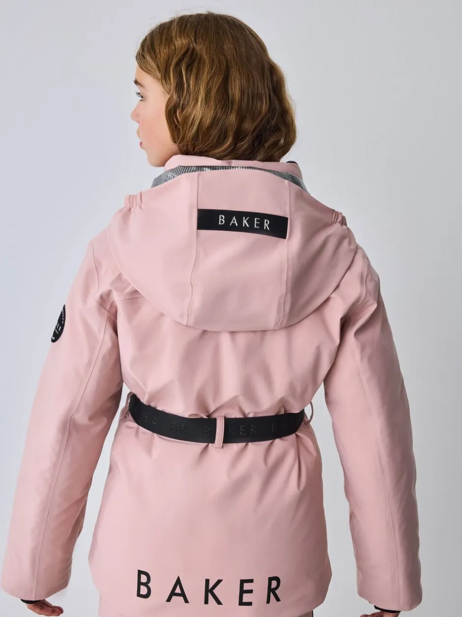 Jassen En Jacks*Baker by Ted Baker Pink Waterproof Belted Padded Ski Jacket