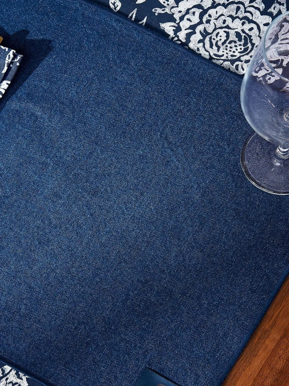Tafellinnen En Placemats |Bedeck of Belfast Set of 2 Saja Stripe 100% Cotton Placemats Marineblauw