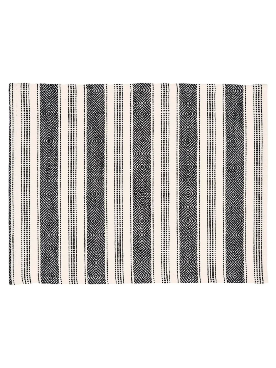 Tafellinnen En Placemats |Bedeck of Belfast Set of 2 Saja Stripe 100% Cotton Placemats Antraciet