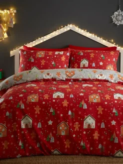 Kinderbeddengoed|Bedlam Gingerbread House Omkeerbaar Kerstmis Dekbedovertrek Set