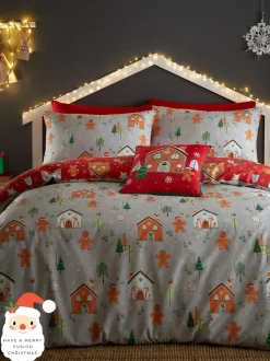Kinderbeddengoed|Bedlam Gingerbread House Omkeerbaar Kerstmis Dekbedovertrek Set