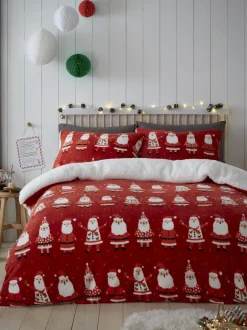 Kinderbeddengoed*Bedlam pluche fleece kerstdekbedovertrekset met vrolijke Kerstmanprint