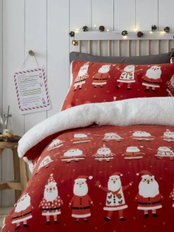 Kinderbeddengoed*Bedlam pluche fleece kerstdekbedovertrekset met vrolijke Kerstmanprint