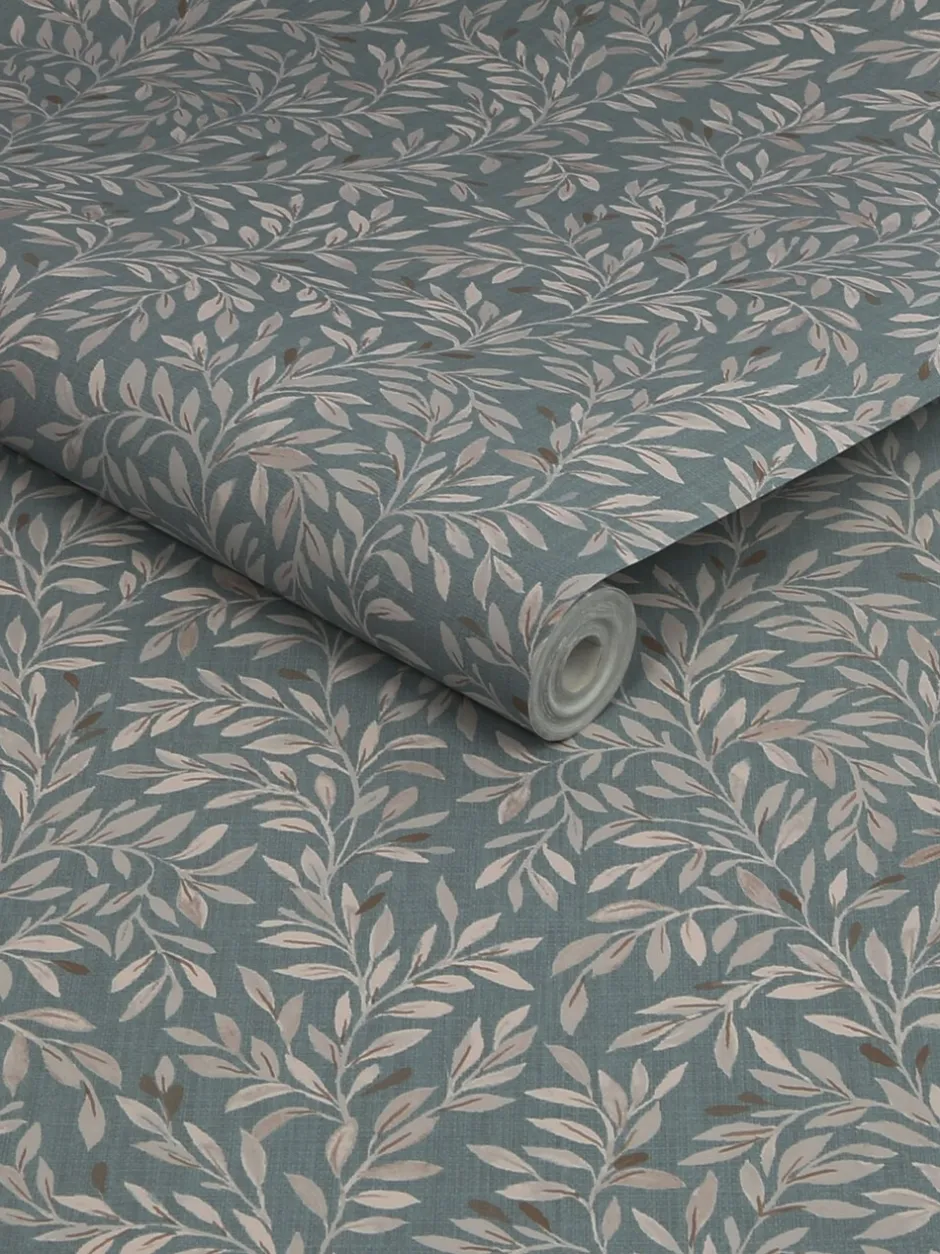 Behang|Next Behang met patroon van kleine blaadjes 10m Blauw