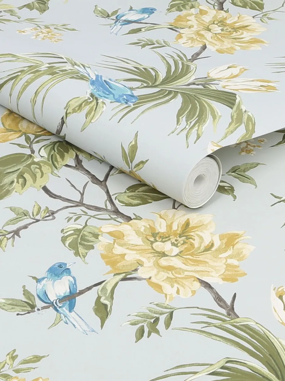 Behang*Next Behang met vogels en bloemen Grijs