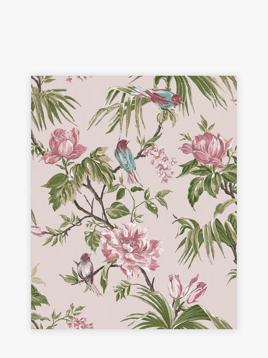 Behang|Next Behang met vogels en bloemen Mauve-paars