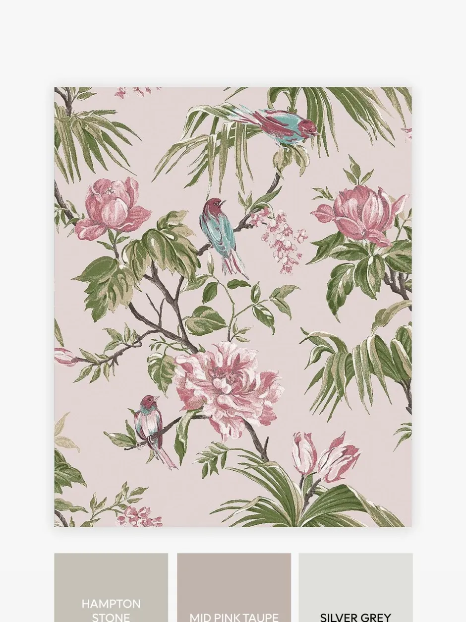 Behang|Next Behang met vogels en bloemen Mauve-paars