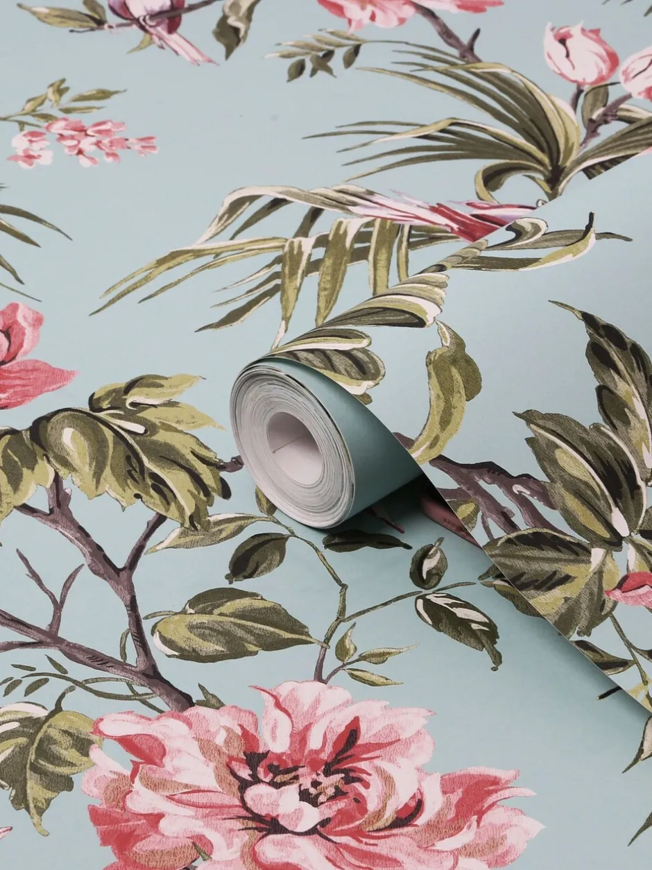 Behang|Next Behang met vogels en bloemen Grijsblauw