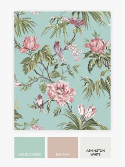 Behang|Next Behang met vogels en bloemen Grijsblauw