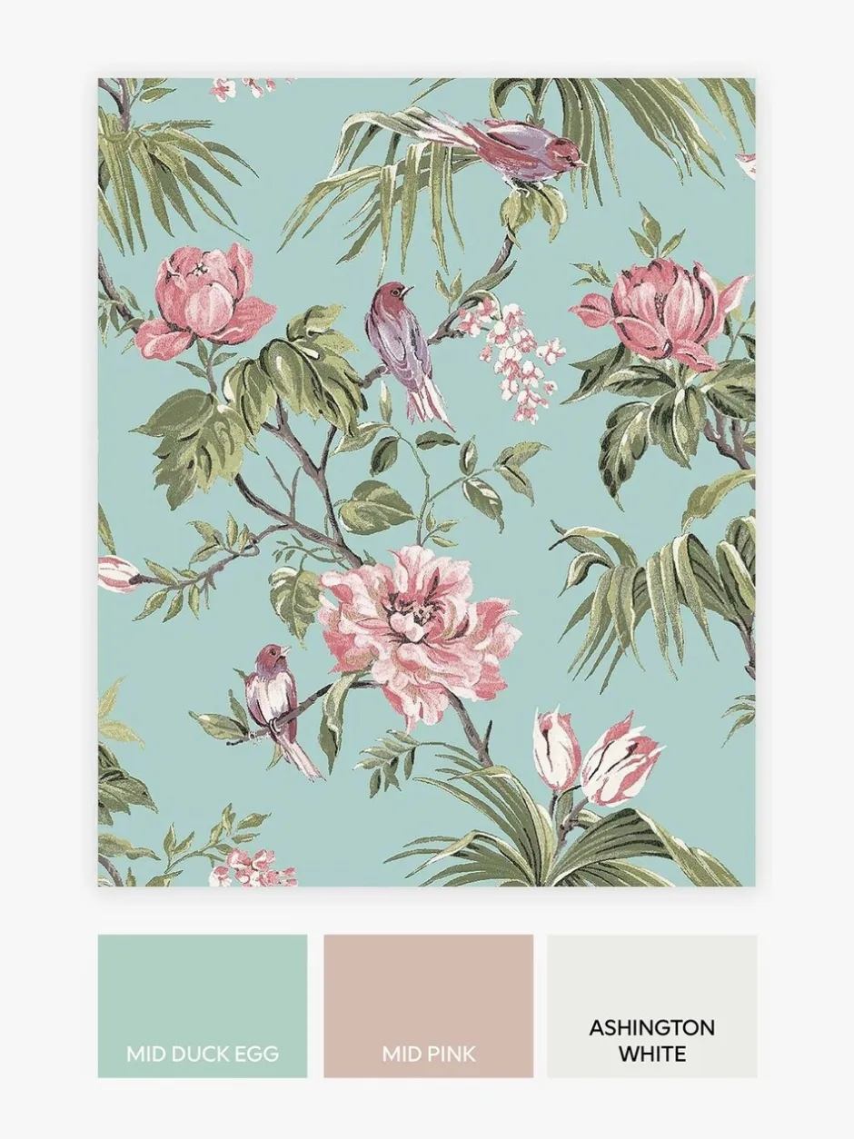 Behang|Next Behang met vogels en bloemen Grijsblauw