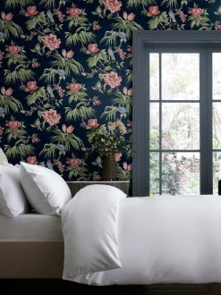 Behang*Next Behang met vogels en bloemen Blauw