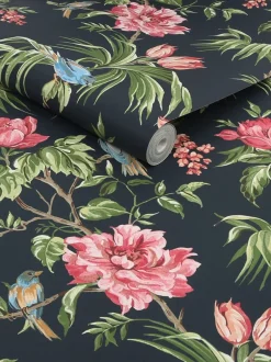Behang*Next Behang met vogels en bloemen Blauw