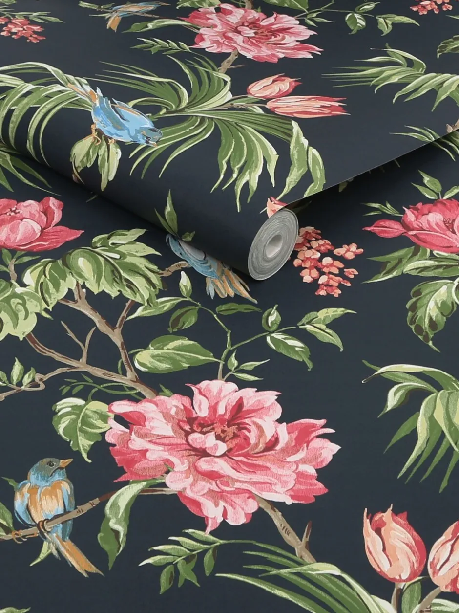 Behang*Next Behang met vogels en bloemen Blauw