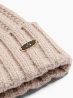 Mutsen, Handschoenen En Sjaals*Lipsy Beige - Shimmer Ribbed Pom Hat