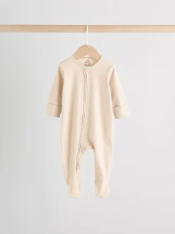 Multipacks|Babypakjes En Babypyjama's|Next Beige - Verpakking van 3 babypyjama's met tweewegrits (0-2jr)