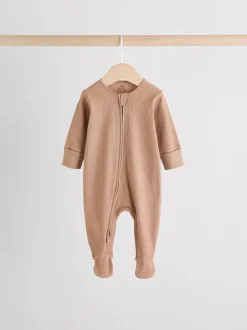 Multipacks|Babypakjes En Babypyjama's|Next Beige - Verpakking van 3 babypyjama's met tweewegrits (0-2jr)