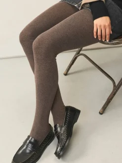 Sokken En Panty's|Next - Set van 2 gebreide panty's met warme handgreep Beige/neutraal gemêleerd