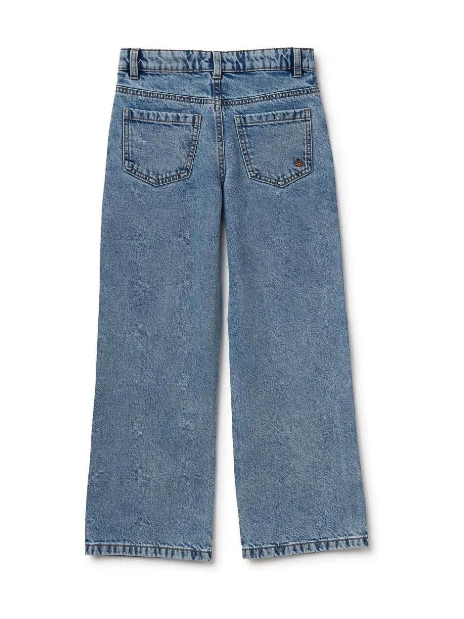 Jeans|Benetton Blue Emebellished Straight Fit Jeans