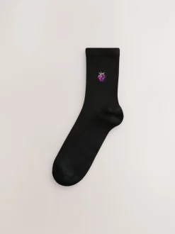 Sokken En Panty's|Next Bessen - Set van 4 paar enkelsokken met geborduurd motief