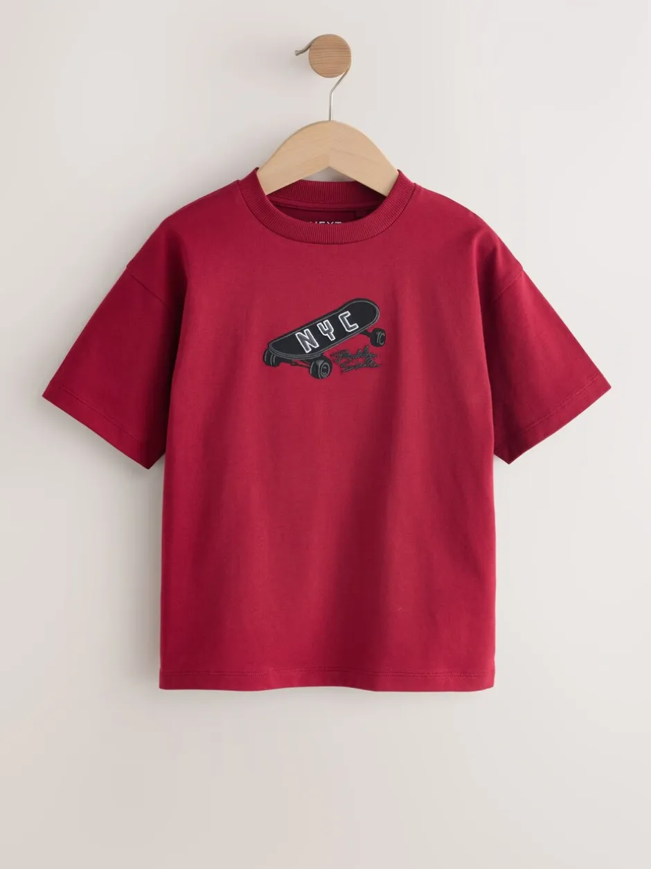 T-Shirts|Tops*Next Bessen/ecru/paars - Verpakking van 3 relaxte T-shirts met grafische print en korte mouwen (3-16jr)