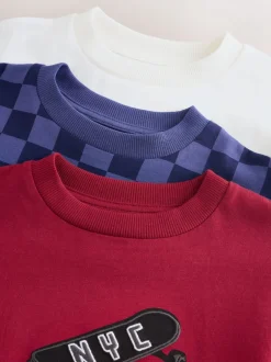 T-Shirts|Tops*Next Bessen/ecru/paars - Verpakking van 3 relaxte T-shirts met grafische print en korte mouwen (3-16jr)