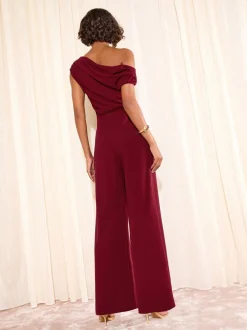 Jumpsuits En Playsuits|Friends Like These - Off The Shoulder Scuba Wide Leg Jumpsuit Bessenrood