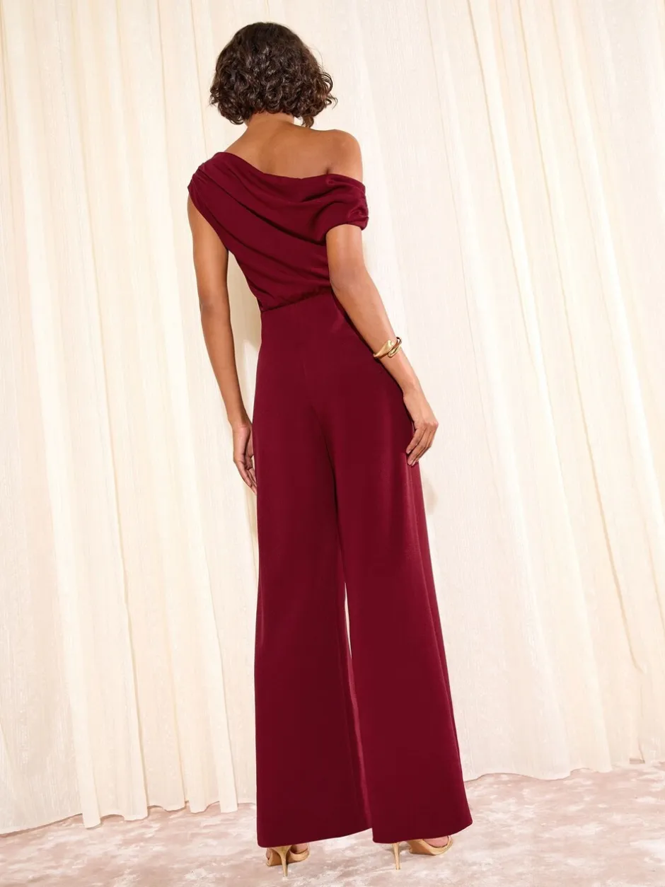 Jumpsuits En Playsuits|Friends Like These - Off The Shoulder Scuba Wide Leg Jumpsuit Bessenrood