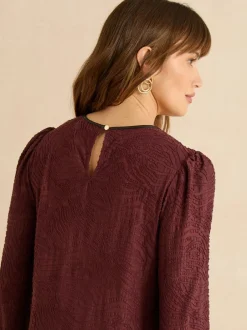 Blouses En Overhemden*Love & Roses - Textured Long Sleeve Top Bessenrood