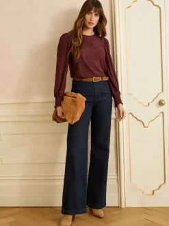 Blouses En Overhemden*Love & Roses - Textured Long Sleeve Top Bessenrood