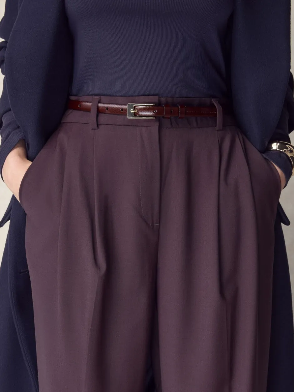 Ceintuurs*Next - N. Premium skinny Made In Italy leren riem Bessenrood