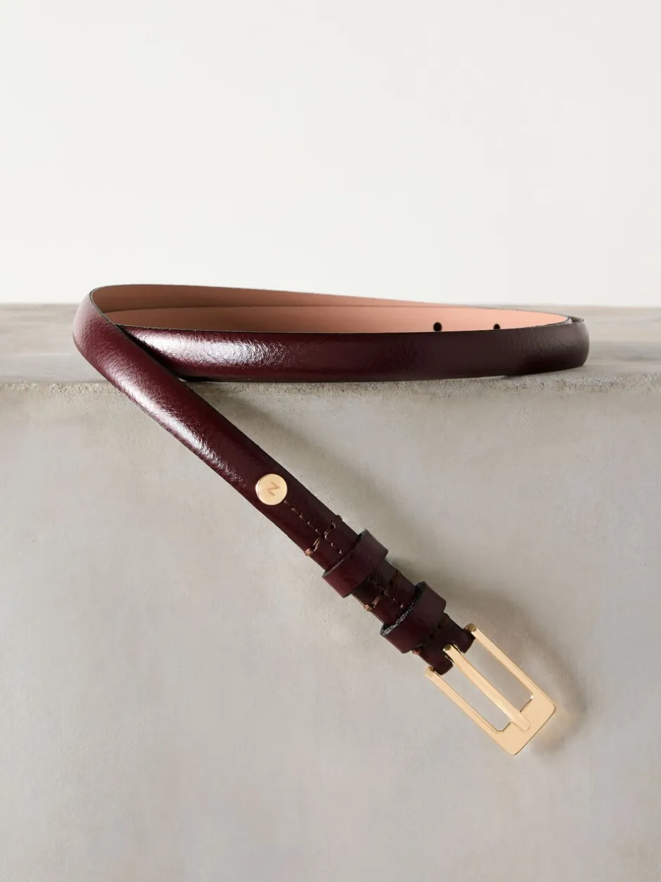 Ceintuurs*Next - N. Premium skinny Made In Italy leren riem Bessenrood