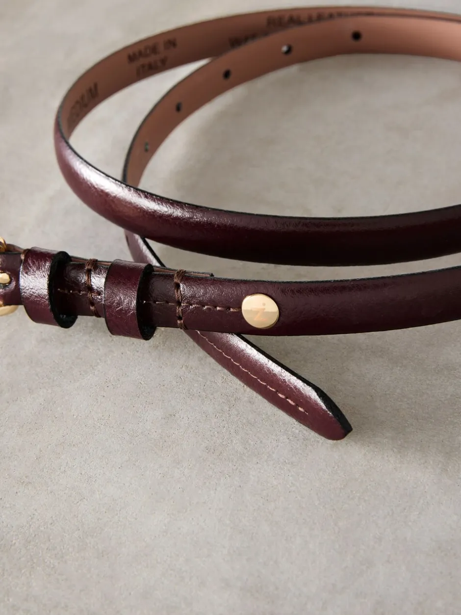 Ceintuurs*Next - N. Premium skinny Made In Italy leren riem Bessenrood