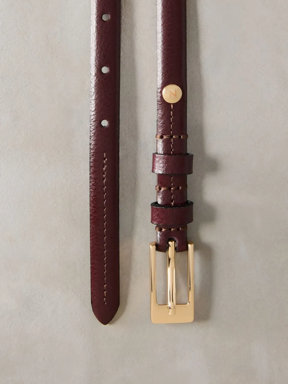 Ceintuurs*Next - N. Premium skinny Made In Italy leren riem Bessenrood