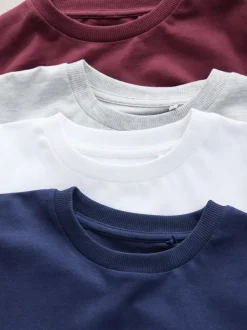 T-Shirts|Tops*Next - Verpakking van 4 zachte T-shirts met lange mouwen (3-16jr) Bessenrood/grijs/wit/blauw