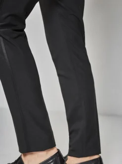 Smokings En Feestkleding|Next - Strakke Pasvorm - Pantalon in smokingstijl Biesdetail